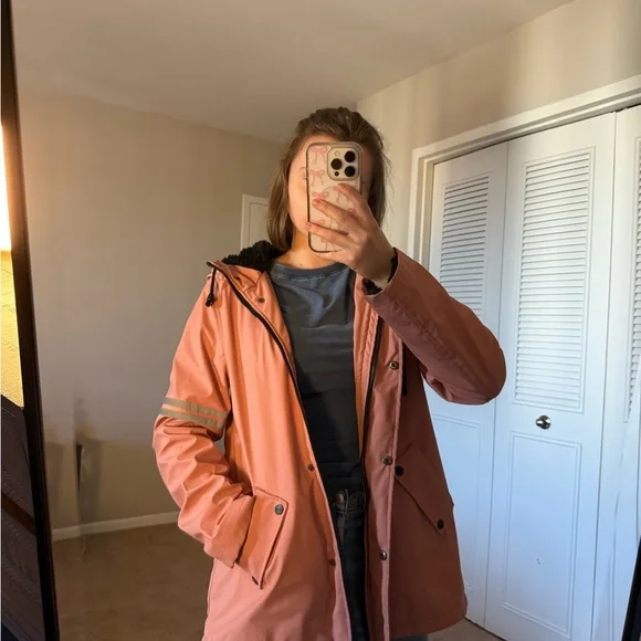 Urban Republic Dusty Rose Hooded Raincoat - Picture 2 of 4